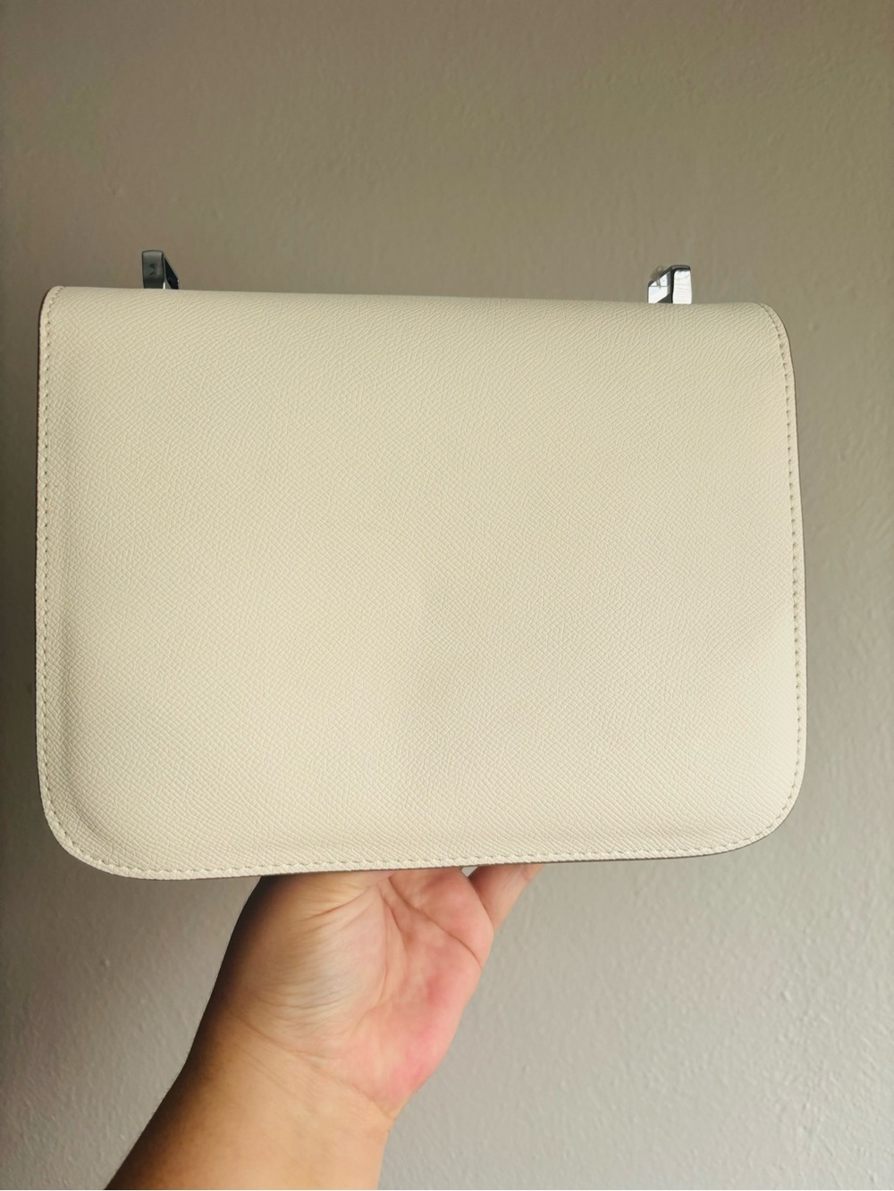 Structured Cream Crossbody Bag with Silver H Accent - Picture 11 of 12